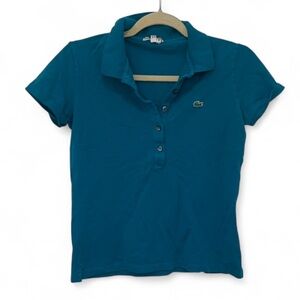 Lacoste 5 Button Neckline Teal Short Sleeve Polo Shirt Size 38